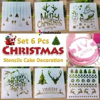 Indomada Cetakan Stensil Natal Dekorasi Kue Christmas Stencils Cake