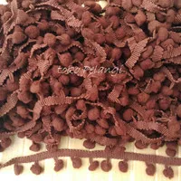 Renda Bakso/Renda Pompom - Coklat Tua