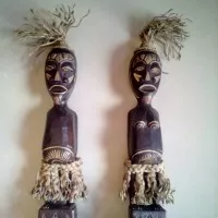 Patung Asmat Papua Kayu Handmade Sepasang (2 in 1) T 35 cm B