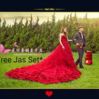 TXP059 S31 Paket Couple Gaun Pengantin Wedding Dress Ekor Merah Import
