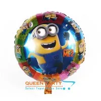 balon foil bulat minion / balon minion / balon karakter minion