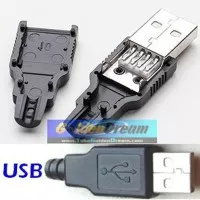 Soket USB kosong tipe jantan - USB socket connector male plug / cok konektor 4 titik solder
