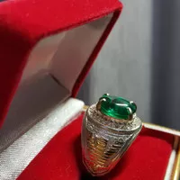 CINCIN BATU ZAMRUD HIJAU INDIA BULAT RING PERAK ASLI