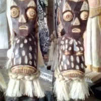 Patung Asmat Papua Kayu Handmade Sepasang (2 in 1) T 35 cm C