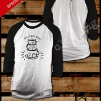 KAOS RAGLAN FILOSOFI KOPI TERBARU PUTIH - HITAM