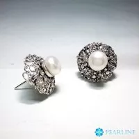 PEARLINE Maria Earrings: Anting Mutiara/Giwang/Silver Plated/White - Putih