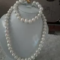 perhiasan set gelang kalung full mutiara tawar / mutiara lombok