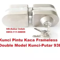 Kunci Pintu Kaca Frameless Double Model Kunci-Putar 93D