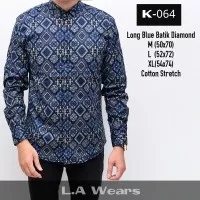 L.Awears K-064 Kemeja Batik Songket Diamond Blue (Size M, L, XL) - Biru, L