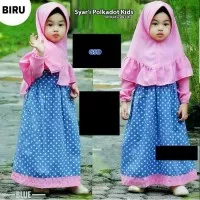 Gamis Syari Anak polkadot onde Peach,tosca,fanta dan biru fit 5-7 thn