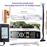 Universal LCD Tv board- Paket lengkap Panel 15"-24" Backlight 4 lampu