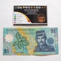 Uang Kuno Polymer 1 Dollar BND Brunei Darussalam Tahun 2007 Grade VF