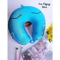 Bantal Leher Pasir/ Lycra Neck Pillow /Travel Pillow SNI - FLYING BIRU