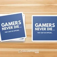 Sticker - Stiker Gamers Never Die They Just Go Offline untuk PC Laptop