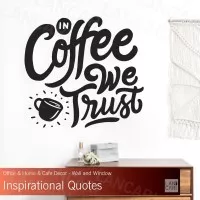 Stiker Cutting trust Coffee Quotes Sticker Dinding Cafe Kopi Shop kafe