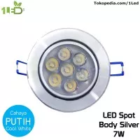 Lampu downlight LED Sorot Body Silver 7W Putih White 7 W Watt 7Watt