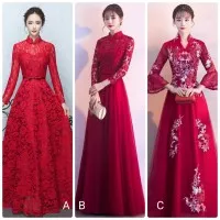 MD 050 AAA Gaun Pengantin Wedding Dress Merah Putih Ekor Import