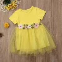 dress bayi perempuan kuning cantik bunga tutu