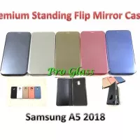 Samsung A5 2018 Clear View Mirror Standing Flip Cover Case Premium