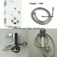 Paket Water Heater Global Gas Digital Plus Kran Cabang,Hand Shower