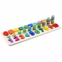 Montessori Puzzle Belajar Berhitung dan Bentuk - Angka, Donut