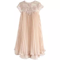 RTW Beads and Pleats Beautiful in Nude Dress