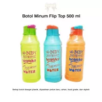 Botol Minum Flip Top 500 ml Bulat / eco bottle food grade souvenir