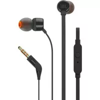 JBL T110 In Ear Headphones with microphone & flat cable - Black - Ori