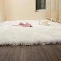 Terbaru Karpet Bulu / Kain Bulu Korea Putih Panjang / Russian