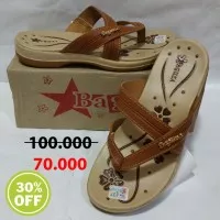 Sandal Wanita Kulit S37-40 Model Sandal Fladeo Merk Baguza Nadia2 Tan