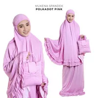 MUKENA DEWASA SPANDEK POLKADOT PINK (DEWASA SAJA)