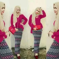 Hijab Peplum Tribal / Hijab Instan / Set 3in1 / Atasan Wanita Murah