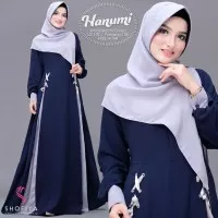 Gamis Dress Hanumi Ori Shofiya - Free jilbab -Realpict Berlabel -Navy