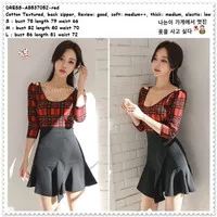 Mini Dress Kotak Merah Hitam Bodycon Wanita Korea Import AB537052