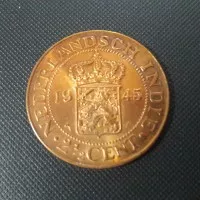 Koin Uang Logam Nederlandsch Indie 1945 2,5 Cent /2,5 Sen