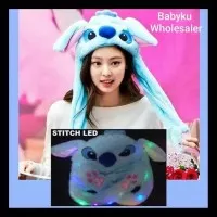 topi stitch stich lampu led nyala premium bergerak gerak kelinci kpop