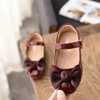 Red Bow Flat Party Shoes/Sepatu Pesta Merah Maroon Anak