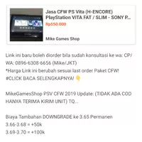 Jasa CFW PS Vita (H-ENCORE) PlayStation VITA FAT / SLIM - SONY PSV