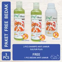 D&C Shampo Kucing Anjing Anti Jamur SULFUR PLUS Free Bedak Anti Jamur