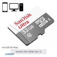 SanDisk MicroSD Card 32GB Ultra Class 10 80Mbps|USB PC Smartphone ORI
