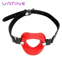 VATINE Open Mouth Gag Adult Product Leather Fetish_ Rubber Lips sex_