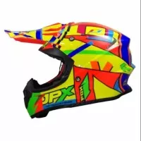 Helm Cross JPX Full Face Sni Motif X4 Rossi Red Fluo