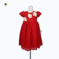 dress natal Gaun pesta dres Baju Anak bayi perempuan 3 4 5 tahun merah