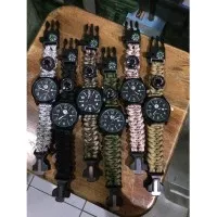 Terlaris Jam Tangan Survival Paracord 7 in 1 Jam Kompas Termometer