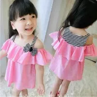 [chika sabrina SL]dress anak perempuan full spandek pink