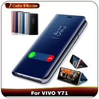 Casing VIVO Y71 Y 71 Soft Hard Flip Cover Case Mirror Clear View