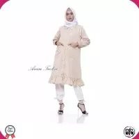 Dress Wanita Muslim Velove Long Tunik Cream Modern Terlaris