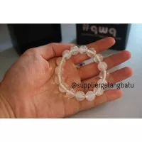 Gelang Batu CITRINE PUTIH Original 12mm SERAT premium STONE HEALING