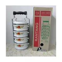 Rantang Enamel Seng Kaleng Jadul 4 Susun/Lunch Box Tempat Makan Enamel