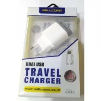 Wellcomm Travel Charger USB dan Kabel IPhone 6 2.1A Fast charging